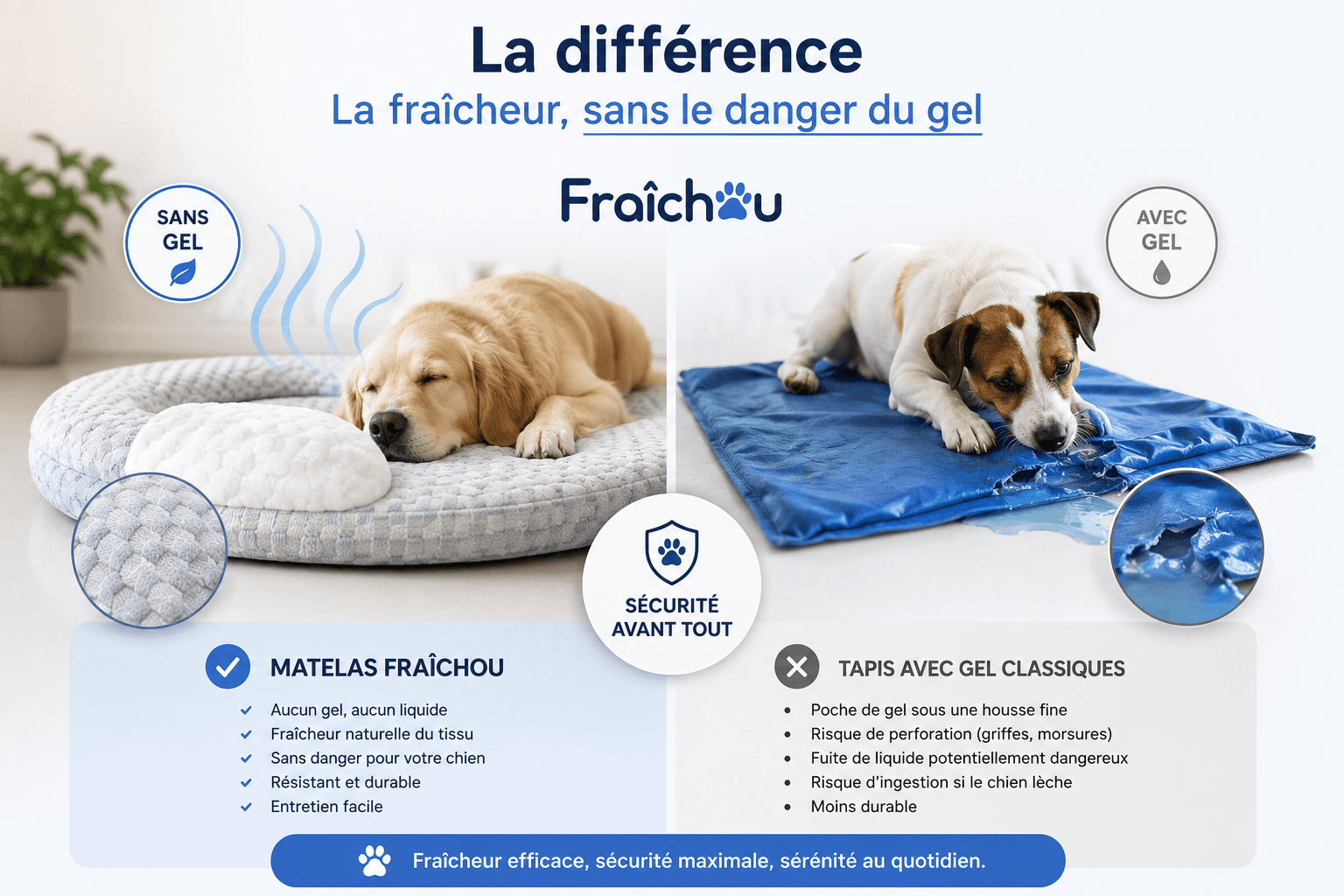 Matelas Fraîchou rafraîchissant sans gel pour chien
