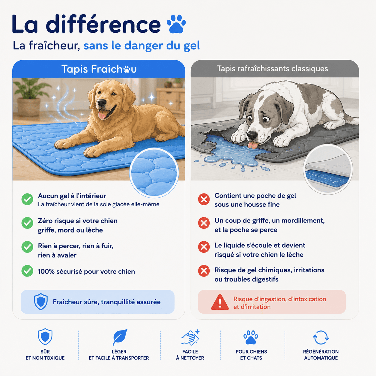 Tapis rafraîchissant Fraîchou sans gel pour chien